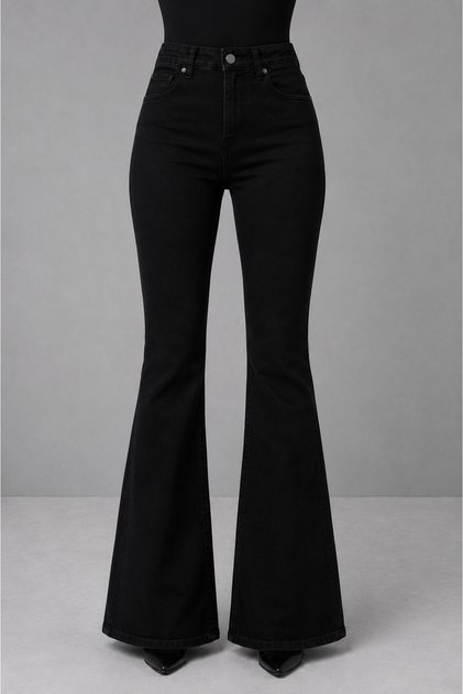 Blugi negri cu talie înaltă pentru femei Amir, pantaloni din denim elastic din Lycra