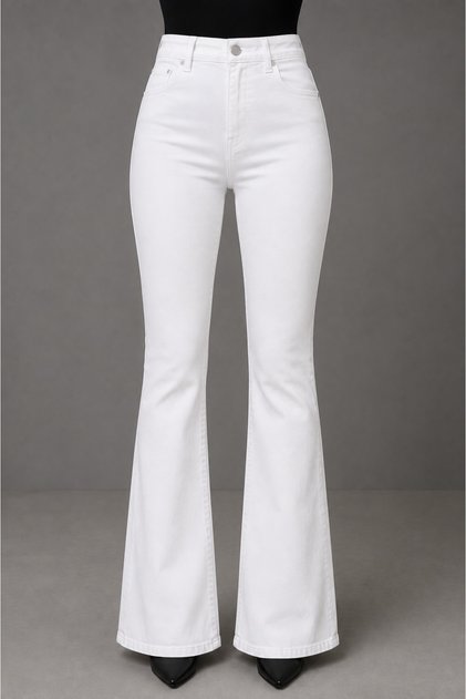 Amera White Spanish Flare Jeans High Waist Jeans