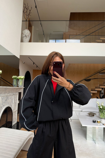 Waist Adjustable Piping Jacket