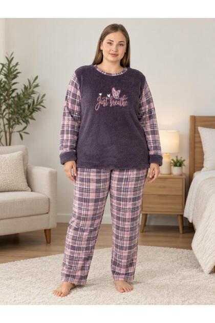 büyük beden polar peluş pijama tk
