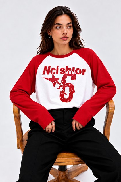 Women's Nclshior Printed Long Raglan Sleeve T-Shirt