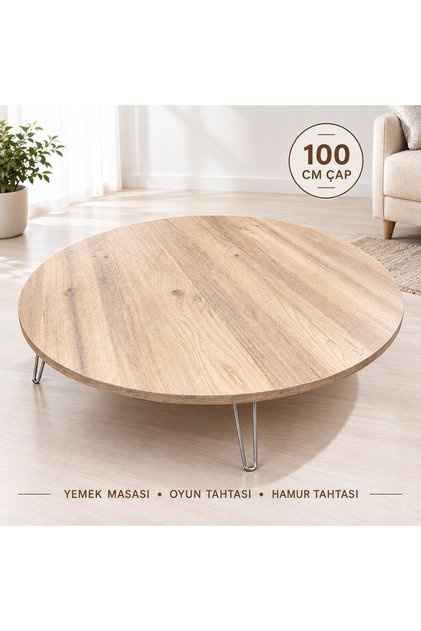 ÇAM 100CM KATLANABİLİR ÇOK AMAÇLI YER SOFRASI MASASI HAMUR AÇMA TAHTASI OYUN MASASI