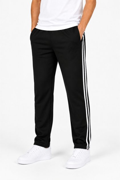 Men's Striped Cotton Sweatpants Black-5471