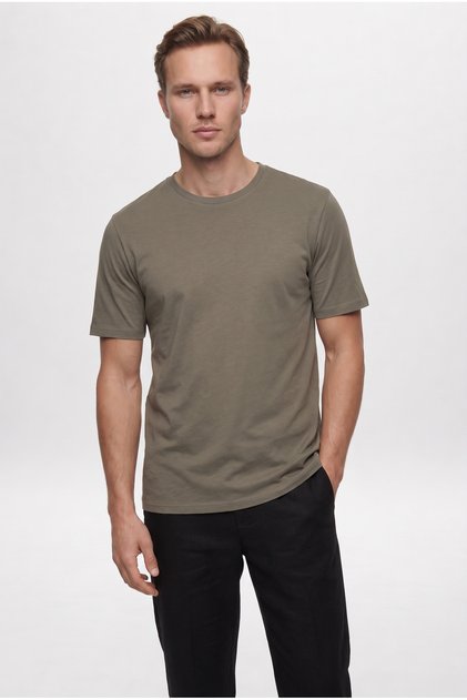 Ds Groom Slim Fit Mink Crew Neck 100% Cotton Breathable T-Shirt