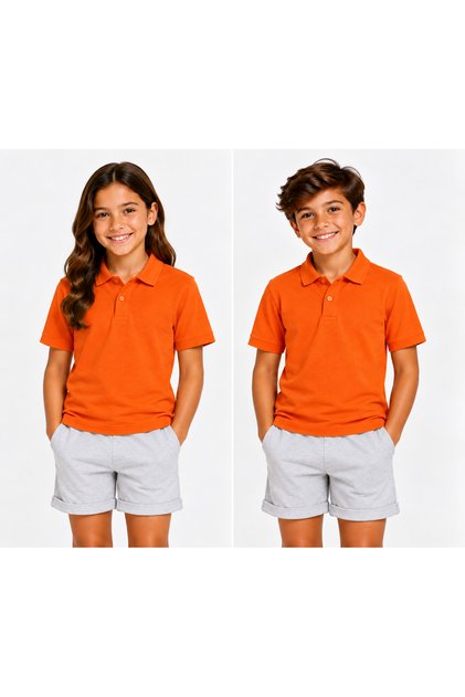 Valnera Kids Vk-0019 Unisex Girls and Boys Short Sleeve Polo Collar T-Shirt for School