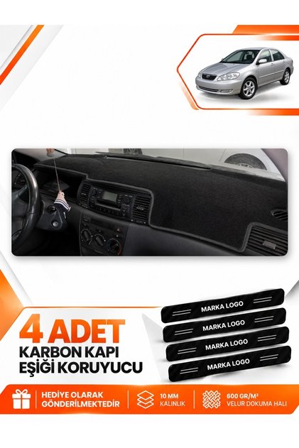 Toyota Corolla E130 (2000-2006) Compatible Dashboard Protection Protective Cover Carpet Cover - Black - To014