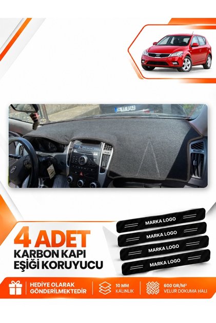 Kia Ceed (2006-2012) Compatible Torpedo Protection Protective Case Carpet Cover Chest Panel - Black - Ki003
