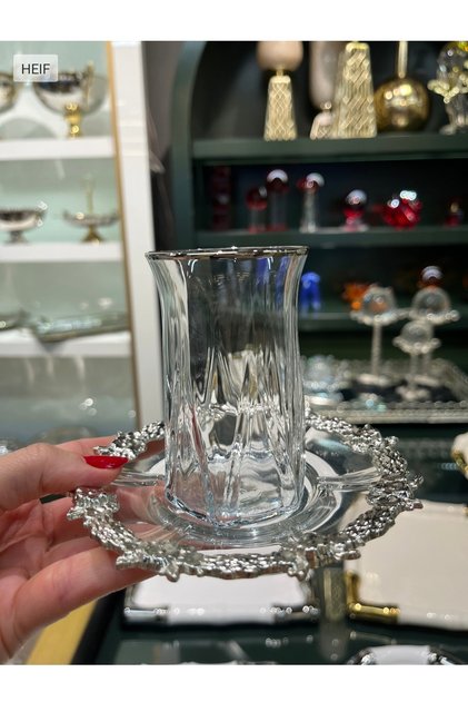 Zeo Flower Pattern Platinum Gilded 6-Person Tea Set