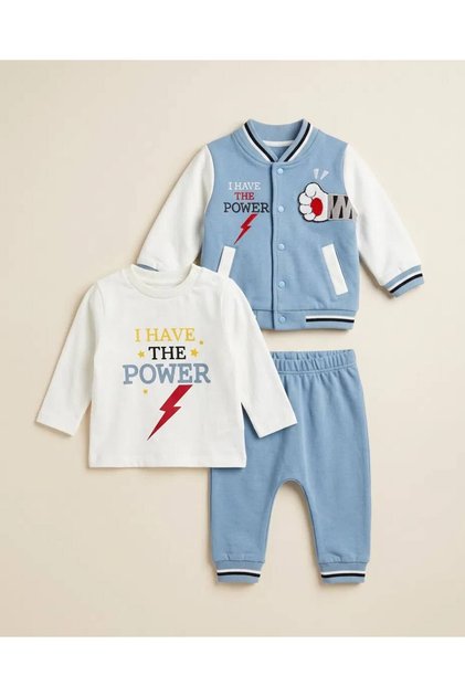 3-Piece Embroidered Unisex Baby Set Printed Long-Sleeved Bodysuit 6 Months 9 Months 12 Months 18 Months Newborn Baby Set Jacket+Pants+Long-Sleeved Bodysuit