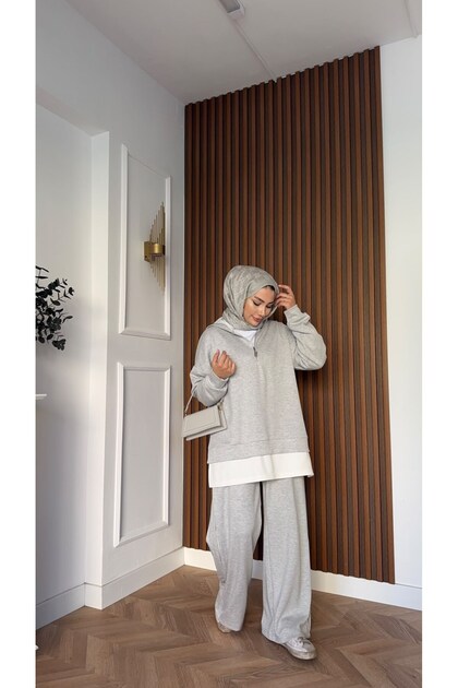 Comfort İçlik Detaylı İkili Takım Gri