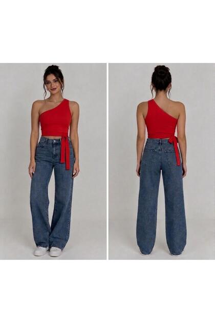 Single Shoulder Strap Crop Blouse, Crop