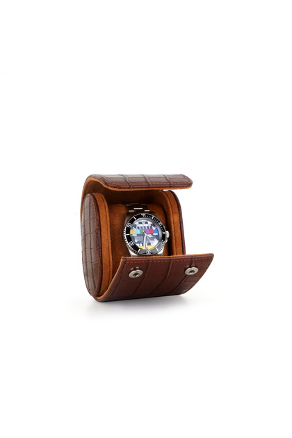 Premium Single Crocodile Leather Watch Box Wristwatch Storage and Carrying Box Padded