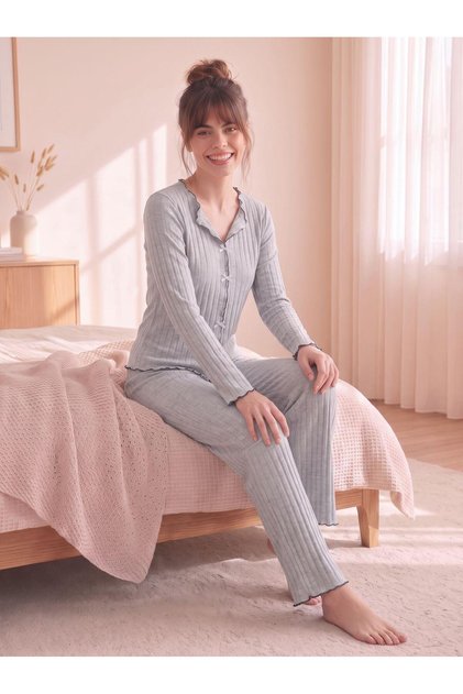 Seasonal Cotton 4 Bow Detailed Pajama Set