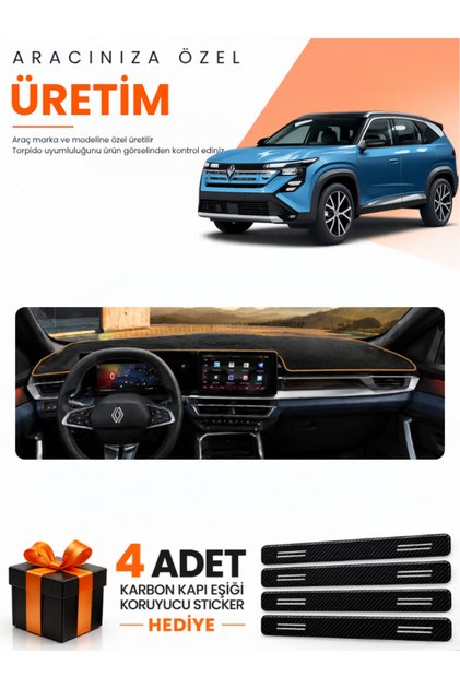 Renault Boreal (2025-Onwards) Compatible Torpedo Protection Cover Auto Cover - Black-Brown - Re055