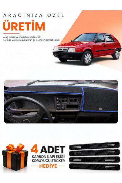 Skoda Favorit (1987-1995) Compatible Dashboard Protection Cover Auto Cover - Black-Blue - Sk003
