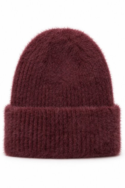 Kadın Bordo Peluş Dokulu Yumuşak Kışlık Sıcak Tutucu Bere