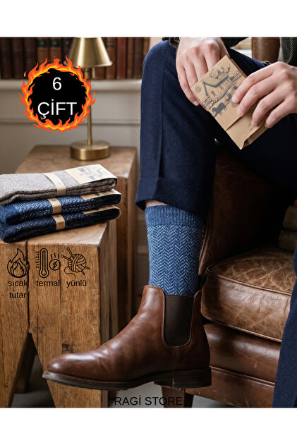 6-Piece Acrylic Thermal Patterned Men's Winter Socks