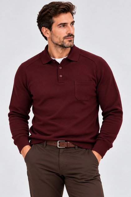 Men's Polo Collar Sweatshirt with Long Sleeves and Pockets, Comfortable Fit, Winter Thick Fabric