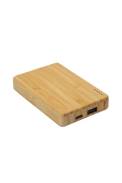Bamboo 5K 5,000mAh Eco Bamboo Power Bank with USB-C Input and Output, Natural Wood