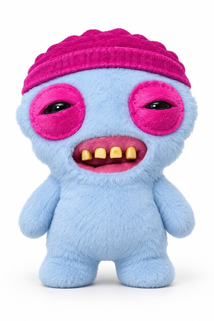 Fuggler Fugg Life Sir Belch Light Blue Pink Plush Toy - 22.5 cm