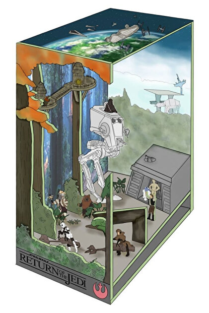 Star Wars Tiny Adventures Book Nook Bătălia de la Endor 23 cm cu LED