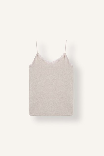 Lace Detailed Rope Strap Ribbed Basic Undershirt I8206Ax26Au