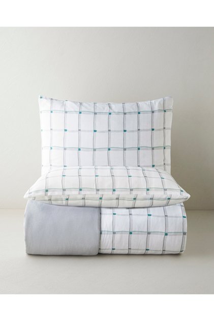 Stripe Harmony Easy-Iron Double Duvet Cover Set 200X220 cm Gray-Green