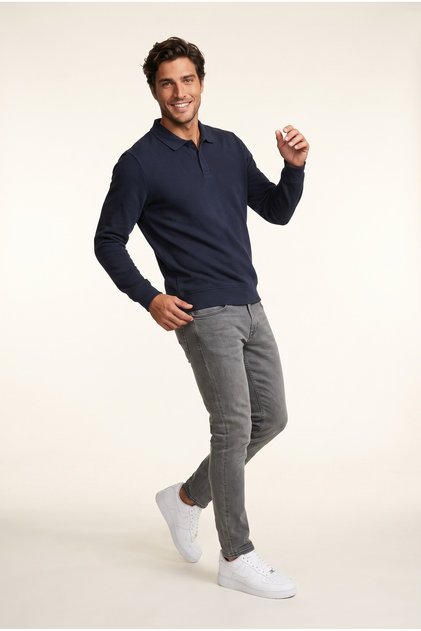 Men's Navy Blue 6218 Polo Collar Thessaloniki Sweatshirt