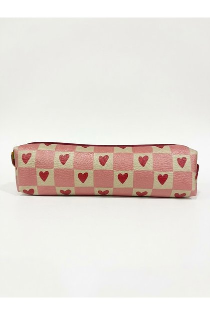 Heart-Shaped Zippered Pen Holder - Single Compartment Pen Holder Pencil Case