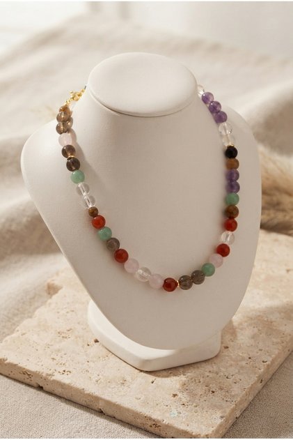 Handmade Special Design Necklace with Mixed Natural Stones and Chakras