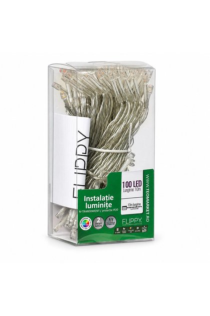 Instalatie de Craciun cu Baterii Tip Liniar, Fir Transparent 10 m 100 LED -uri, Multicolor