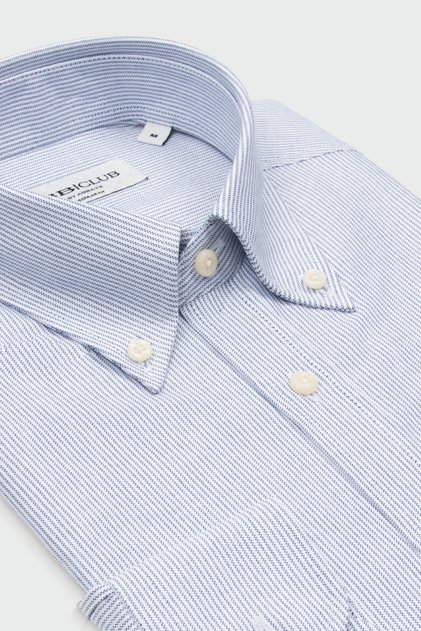 Bb Club Mike Oxford 100% Cotton Regular Fit Navy Blue Button-Down Collar Men's Striped Shirt