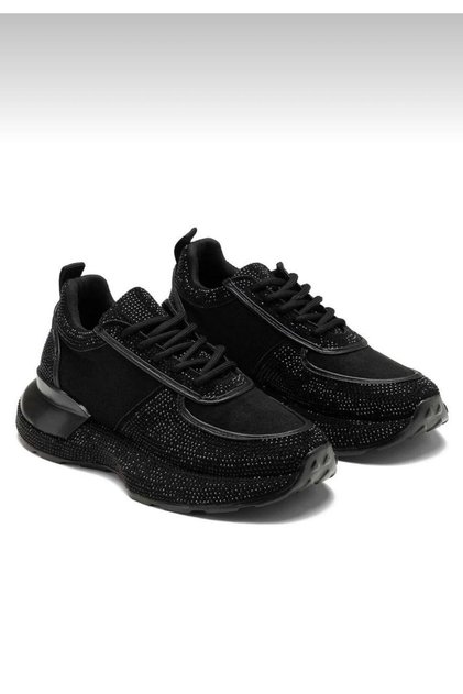 Women's Black Stone Thick Sole Sneaker Sports Shoes