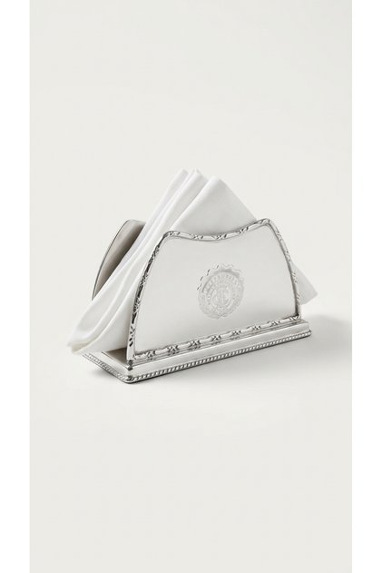 Nickel Plated Embossed Classic Metal Napkin Holder Table Accessory (16.5X5X9 cm)
