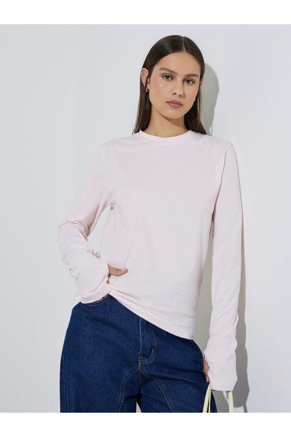 Pink Long Sleeve T-Shirt with Thumbhole