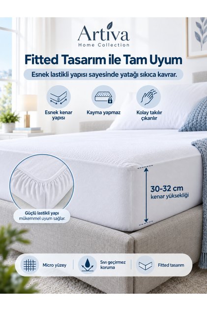 Micro Fitted Full Kenar Lastikli Sıvı Geçirmez Alez Yatak Koruyucu TEK/ÇİFT/BATTAL