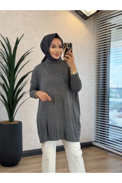 3399 Yarasa Triko Tunik Antrasit