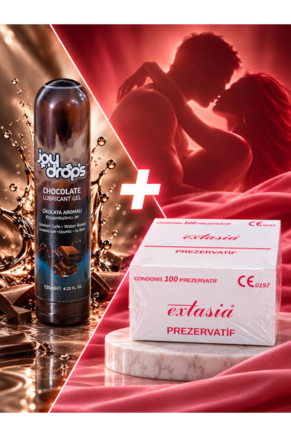100'lü Prezervatif + Joy Drops Çikolata Aromalı Kayganlaştırıcı Jel 125 ml