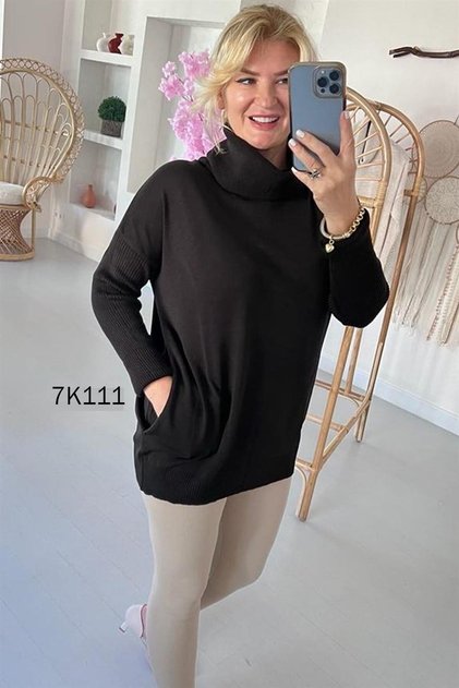 Degaje Collar Pocketed Knitwear Blouse 7K111