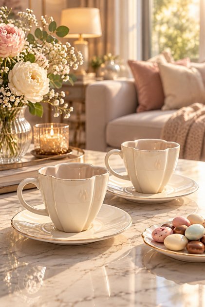 Luneth 2-Person 90 ml Porcelain Coffee Cup Set Ckr4607