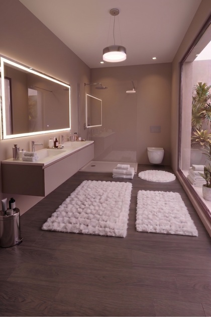 3'Lü Bubble Peluş Banyo paspası Su emici Klozet takımı 80x120_60x80_50x50 Yıkanabilir Kaymaz taban