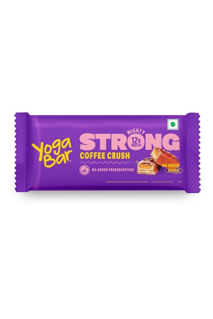 Yogabar Strong Coffee Crush Mighty Protein Bar 50g – Coffee Flavour, High Protein Snack, Convenient On-the-Go Energy Bar