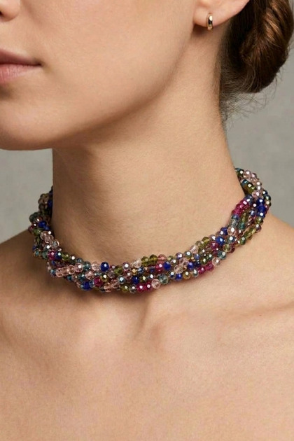 RENKLİ KRİSTAL CHOKER TASMA KOLYE 6 MM