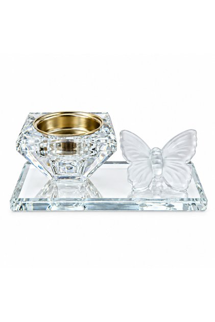 Crystal Incense Burner with Butterfly Detail - 13×6cm