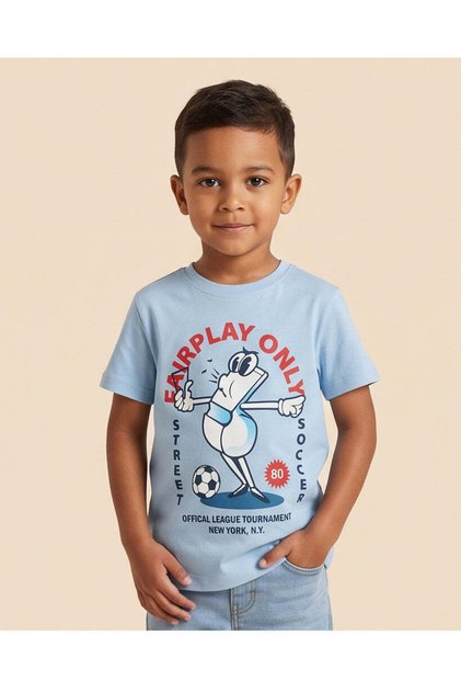 Boys Blue Printed T-Shirt