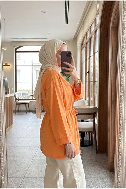 Women's Oversize Lace-Up Long Tunic 75 cm
