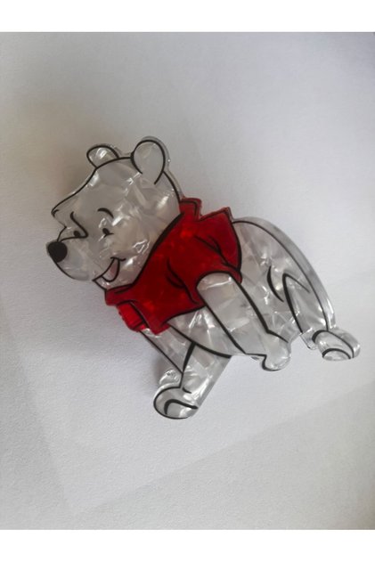 Pearlescent Cute Teddy Bear Bone Buckle 9cm