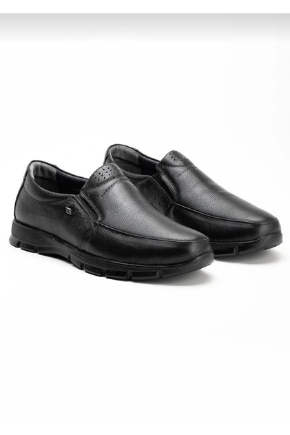 Orthopedic Men's Black Genuine Leather Heel Massage Non-Slip Sole Shoes 201-1