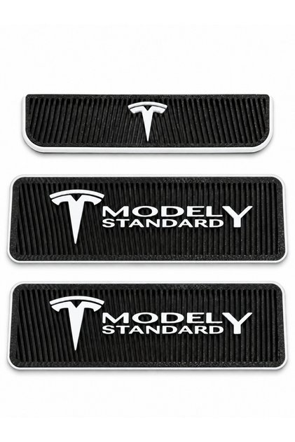 Tesla Model Y STANDART Uyumlu Havalandırma Menfez Koruyucu Seti – Arka Konsol ve Koltuk Altı, 3 Parça, Siyah-Beyaz