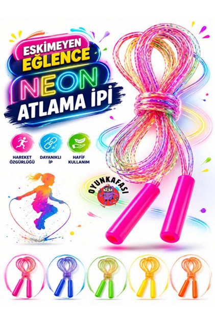 1 Adet Neon Atlama İpi Karışık Renk Çocuk Oyun ve Spor İpi Dayanıklı Esnek Atlama İpi